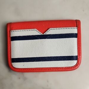 J. Crew Orange, Navy and White Striped Wallet/Card Holder